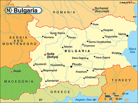 kaart Bulgarije