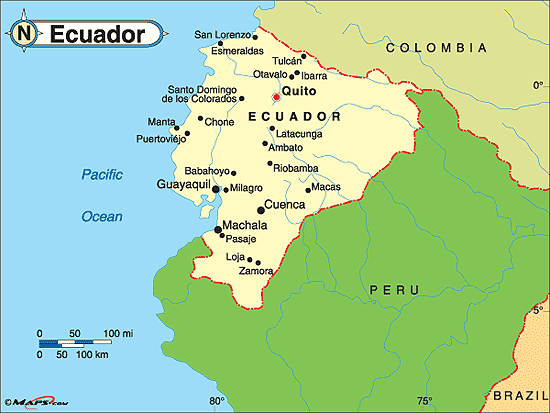 kaart Ecuador