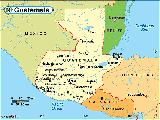 kaart Guatemala