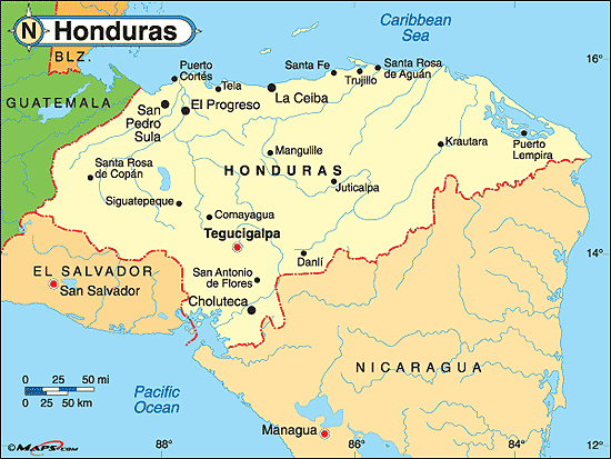 kaart Honduras